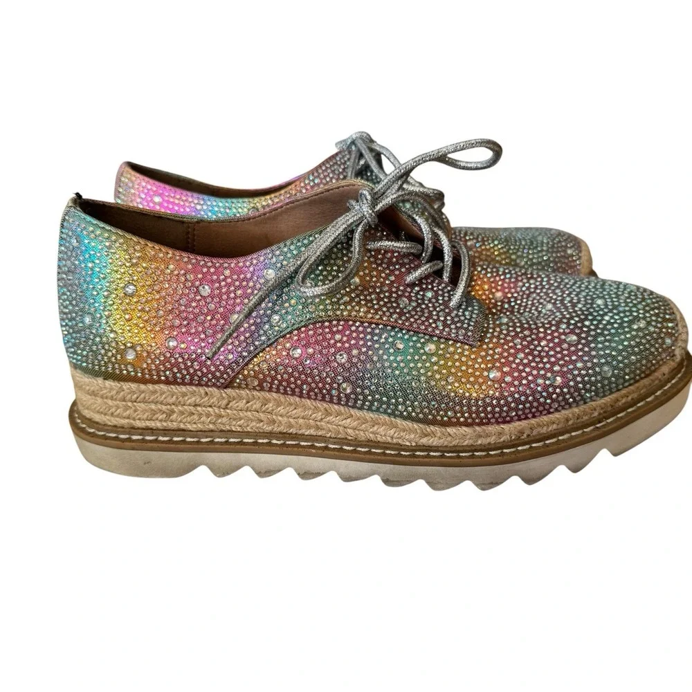 Torrid Gay Pride Embellished Lace Up Oxford Rainbow Shinny 9.5 (WW)